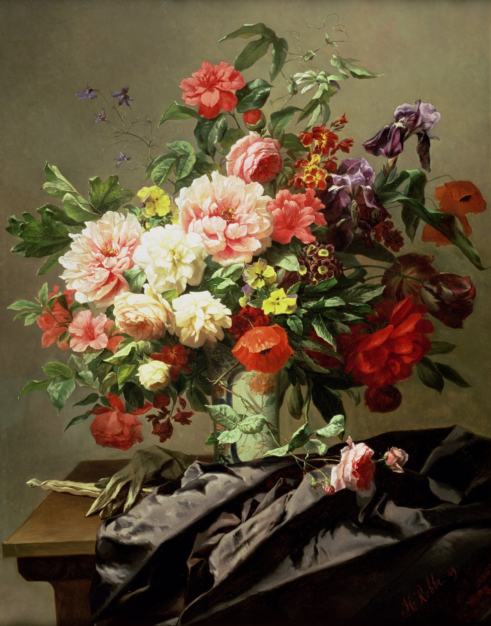 Pionit, unikot ja ruusut, 1849 tekijältä Henri Robbe