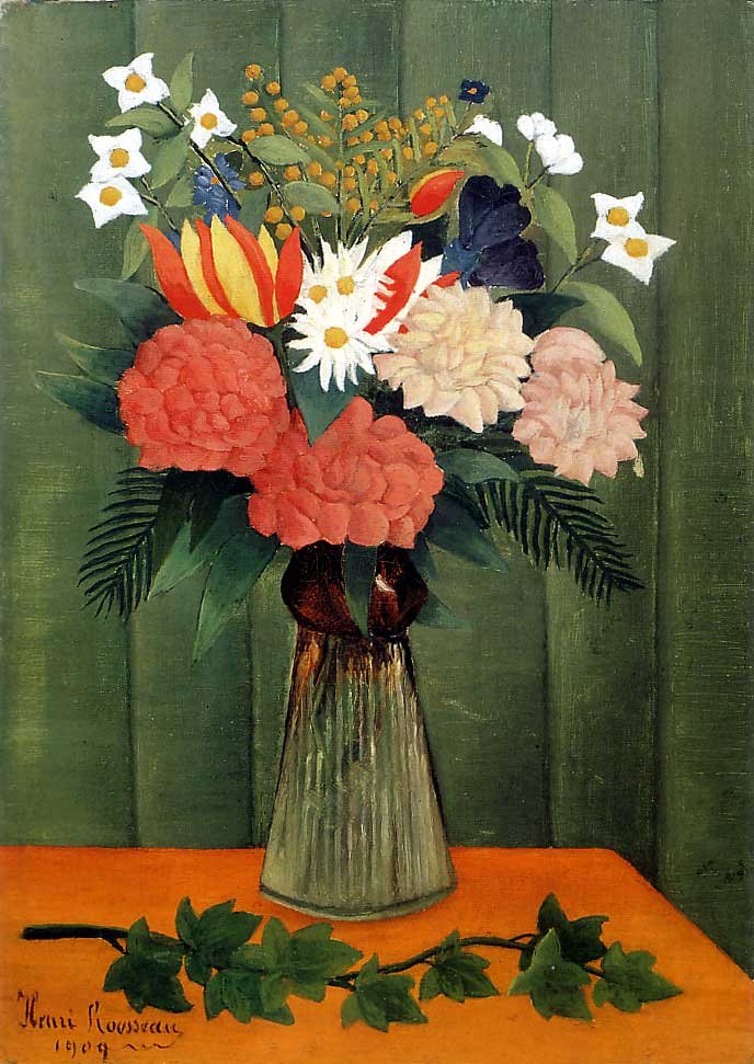 Kukkakimppu murattihaaralla tekijältä Henri Rousseau