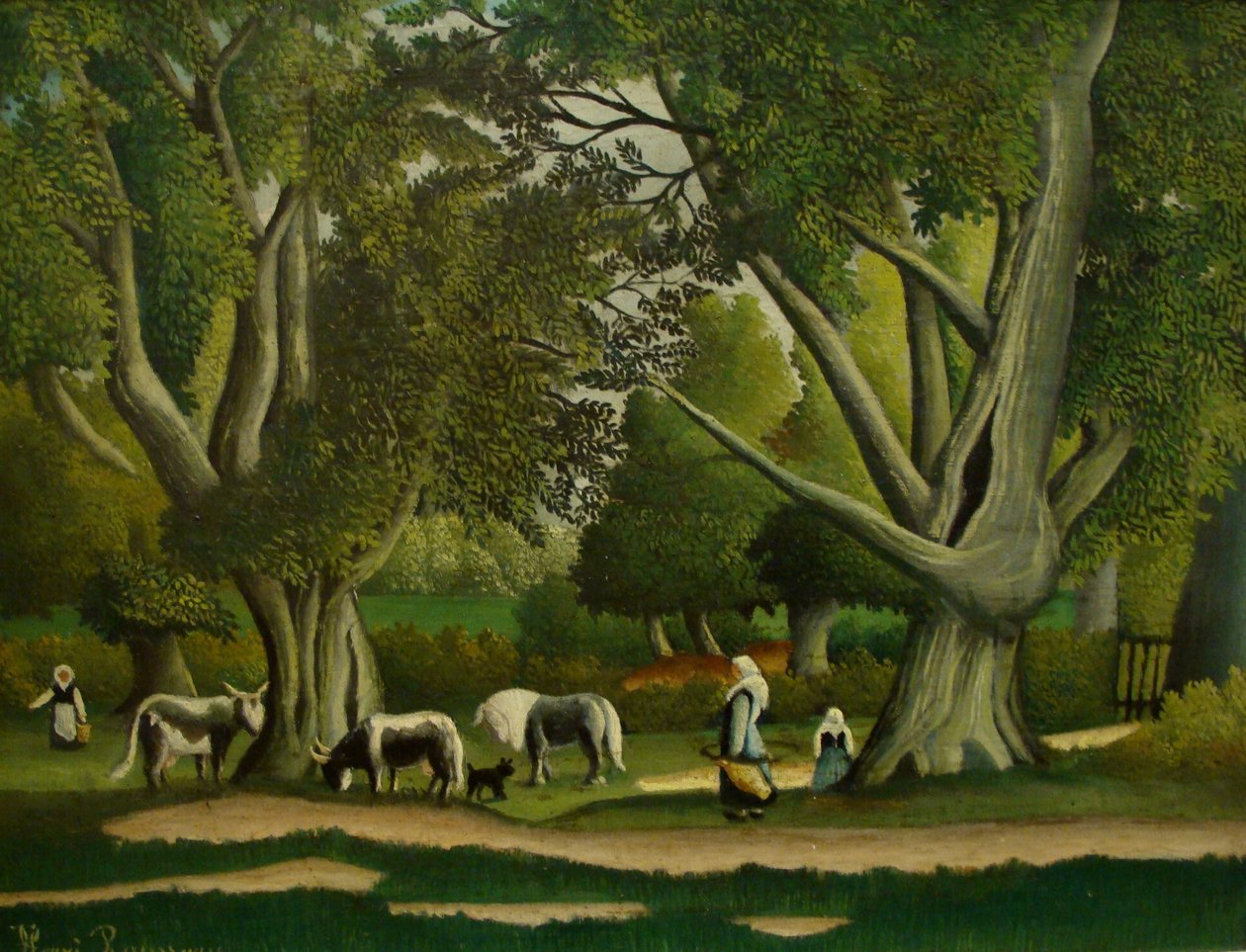 Maisema maitotyttöjen kanssa tekijältä Henri Rousseau