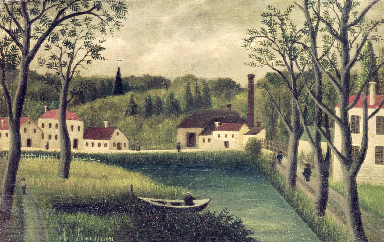 Maisema kalastajan kanssa, vuoden 1886 jälkeen tekijältä Henri Rousseau