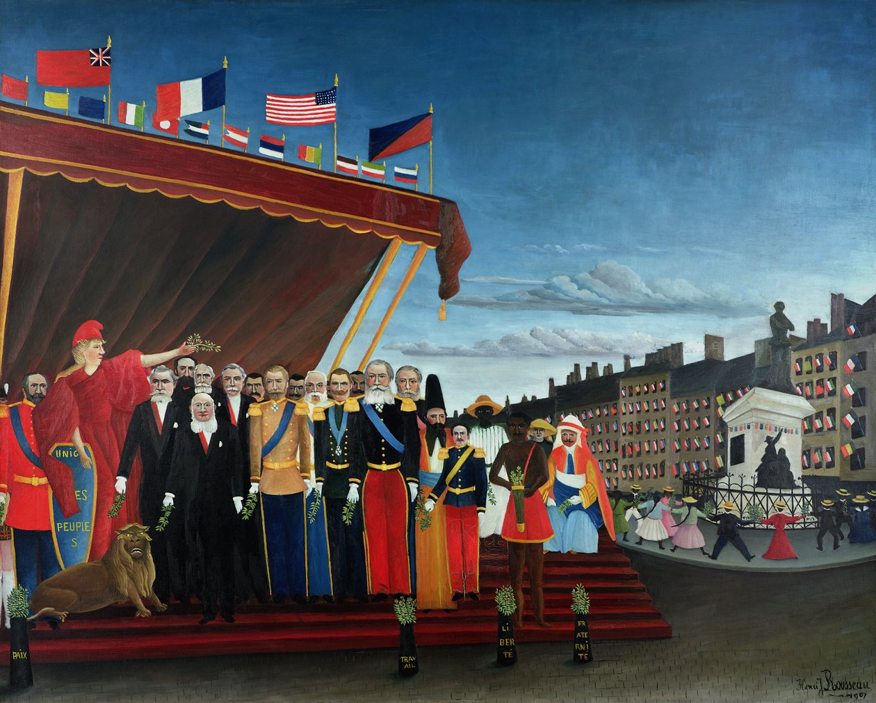 Vieraiden valtojen edustajat tervehtimään tasavaltaa rauhan merkkinä, 1907 tekijältä Henri Rousseau