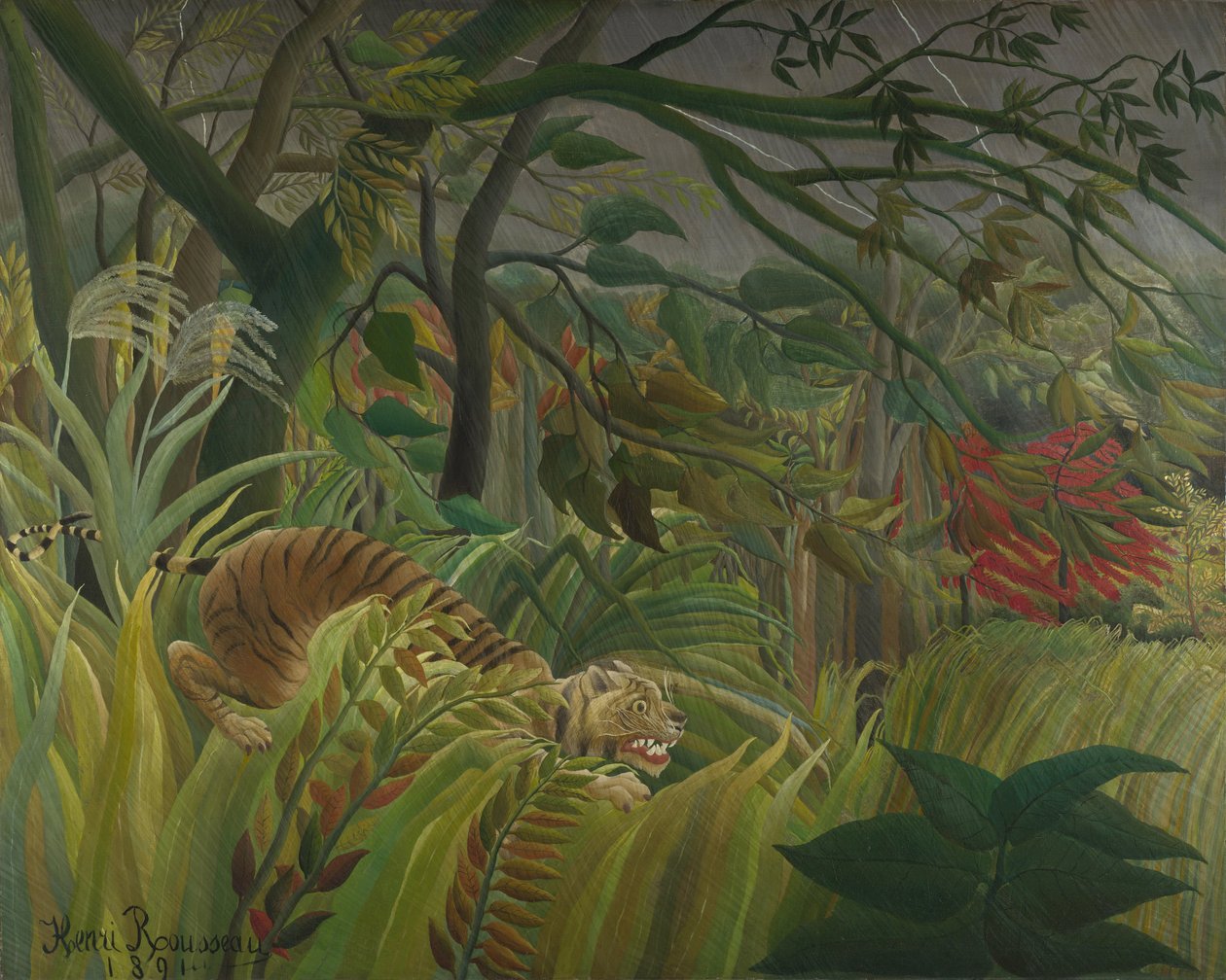 Tiikeri trooppisessa myrskyssä (yllättynyt!) 1891 tekijältä Henri Rousseau