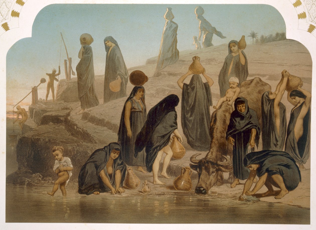 Naiset tuovat vettä Niilistä, 1860 tekijältä Henri de Montaut
