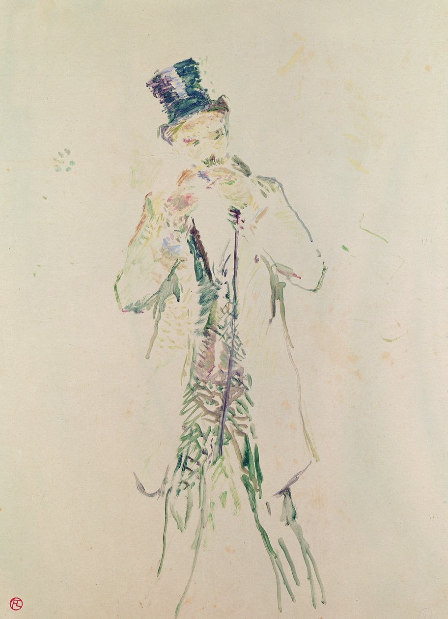 Seisova herrasmies sytyttämässä sikariaan, 1885 (öljy puulle) tekijältä Henri de Toulouse Lautrec