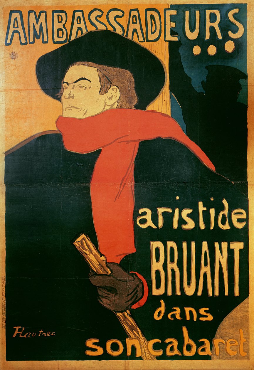 Suurlähettiläät: Aristide Bruant, 1892 tekijältä Henri de Toulouse Lautrec