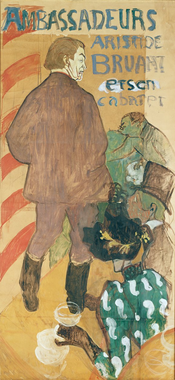 Ambassadeurs, Aristide Bruant et his Cabaret, 1892 (öljy kortille) tekijältä Henri de Toulouse Lautrec