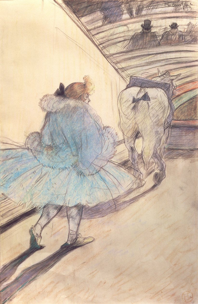 Sirkuksessa, astumassa kehään (pastelli paperille) tekijältä Henri de Toulouse Lautrec