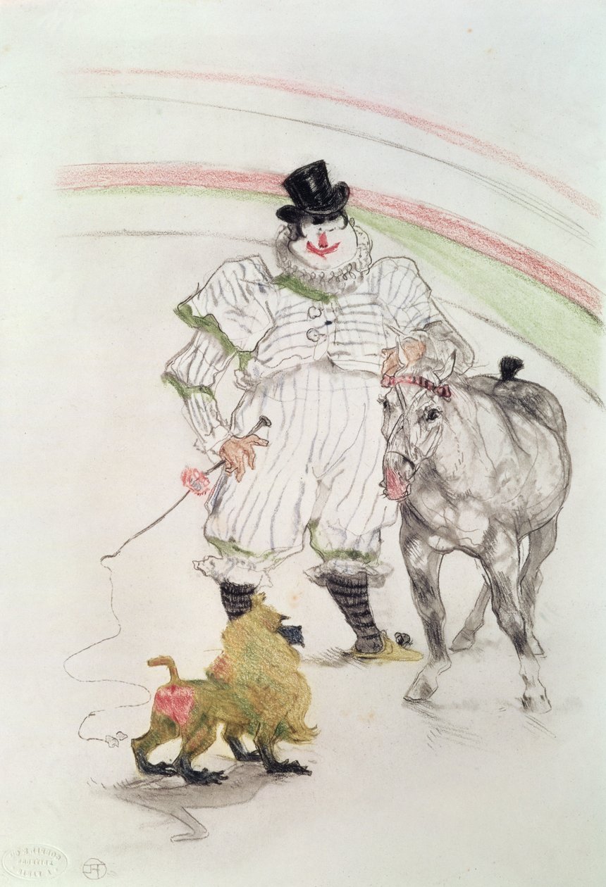 Sirkuksessa: esiintyvä hevonen ja apina, 1899 (liitu, väriliidut ja grafiitti) tekijältä Henri de Toulouse Lautrec