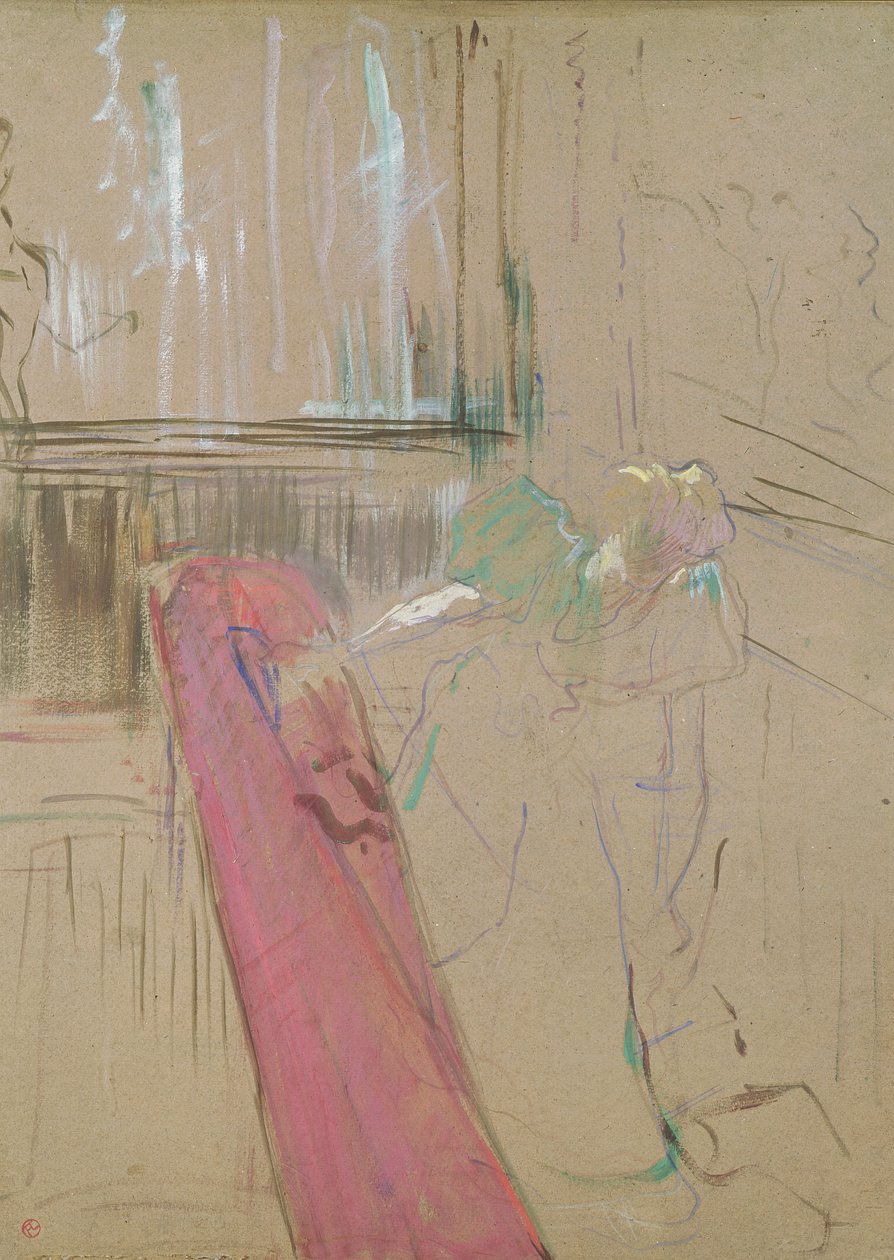 Rue des Moulinsin portaiden huipulla, 1893 (öljy kortille) tekijältä Henri de Toulouse Lautrec