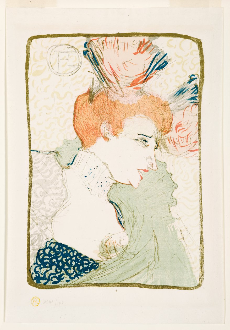 Neiti Marcelle Lenderin rintakuva, 1895 tekijältä Henri de Toulouse Lautrec