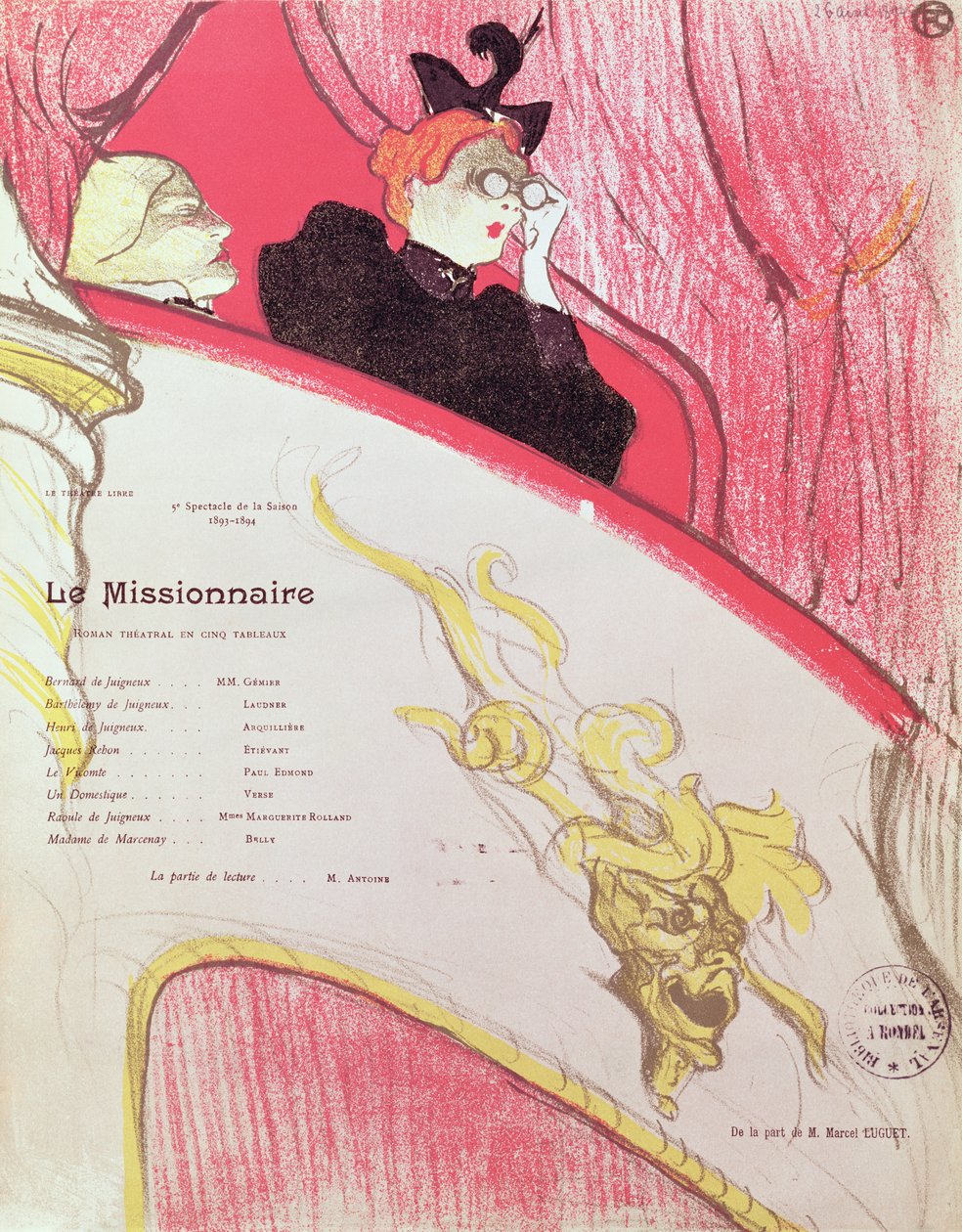 Kansi "Le Missionaire" -ohjelmasta Theatre Libressä, 1893-94 (katso myös 202671) tekijältä Henri de Toulouse Lautrec