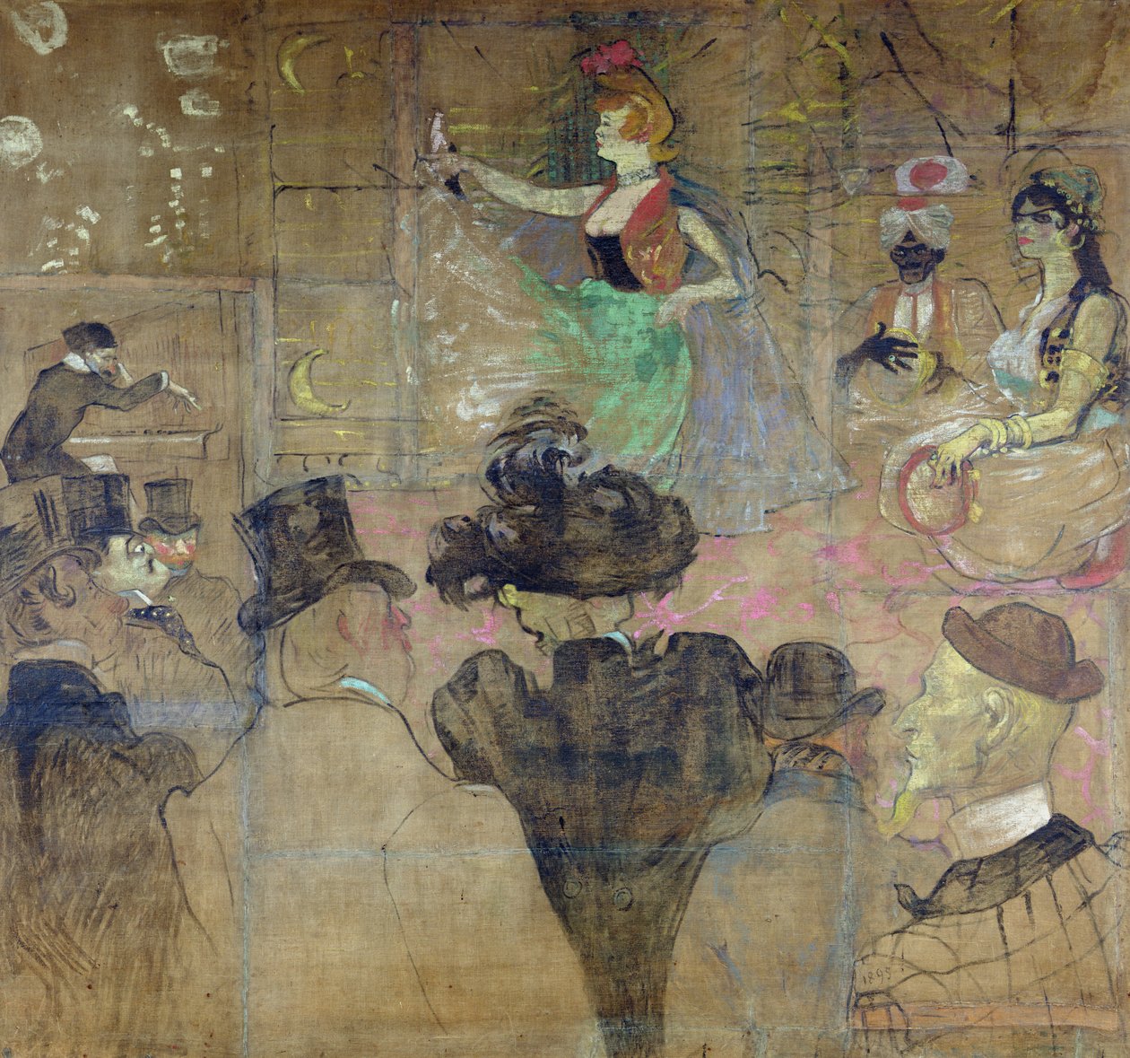 Tanssii Moulin Rougessa: La Goulue, 1895 tekijältä Henri de Toulouse Lautrec