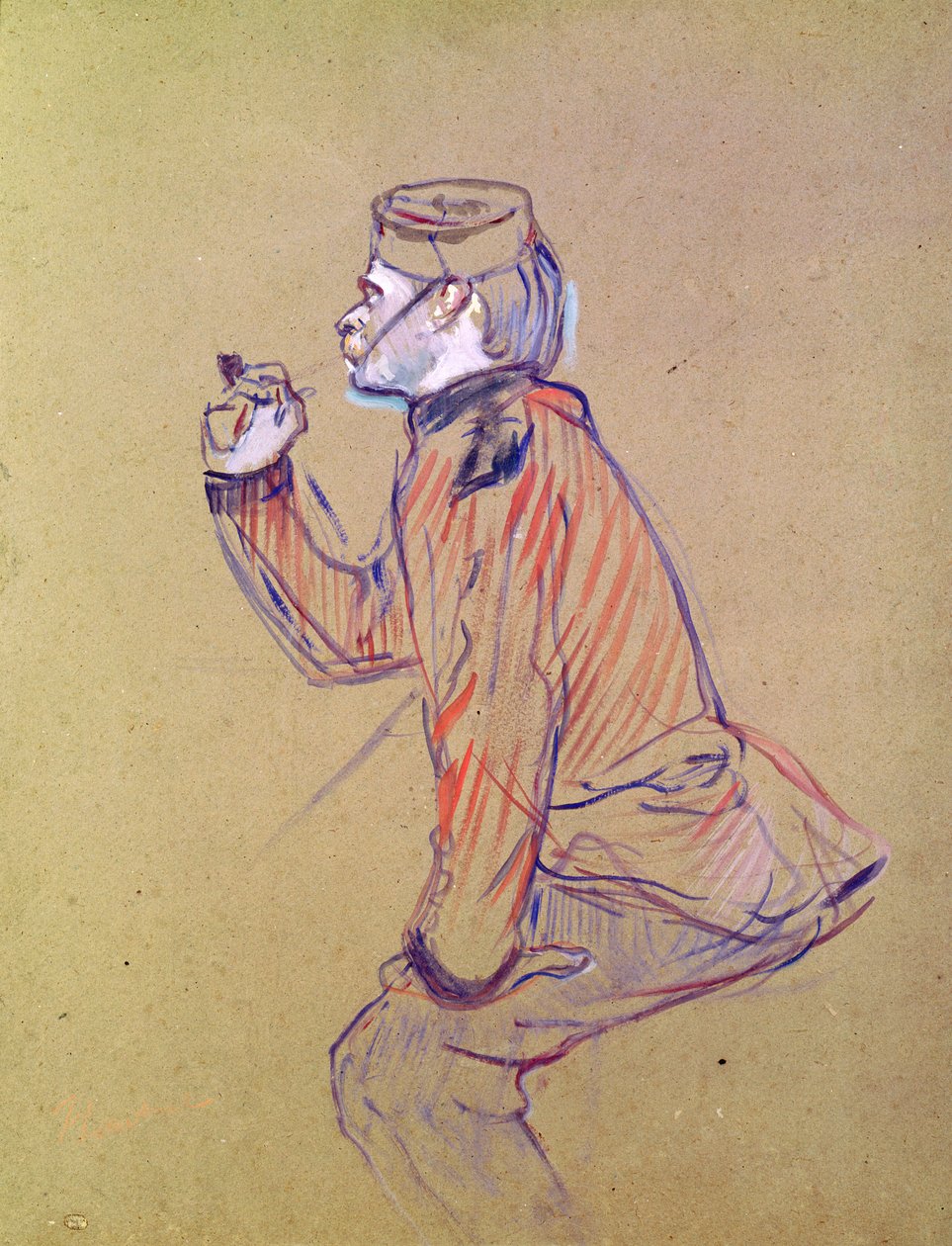 Englantilainen sotilas polttaa piippua, 1898 (öljykortti) tekijältä Henri de Toulouse Lautrec