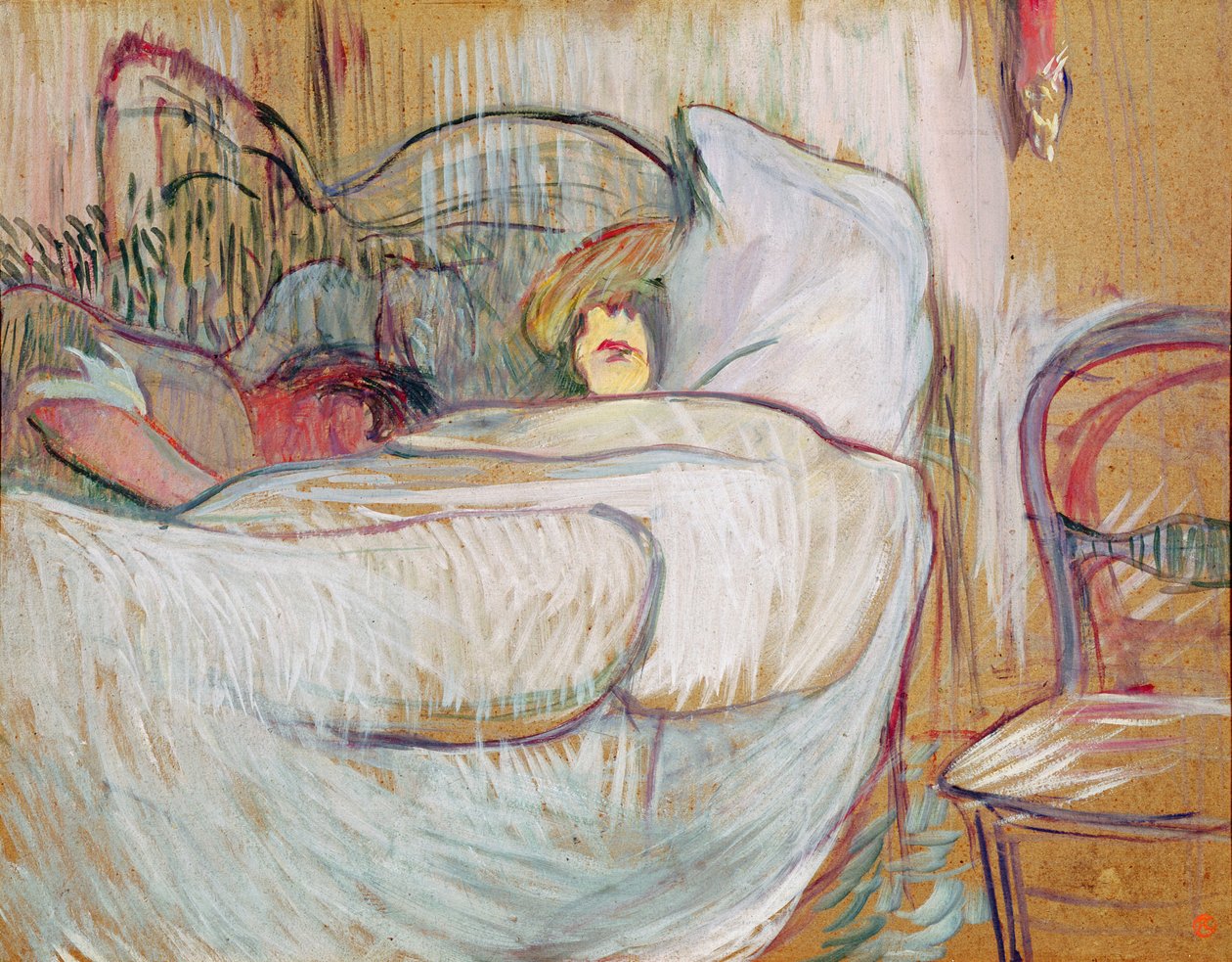 Sängyssä, 1894 (öljy kortille) tekijältä Henri de Toulouse Lautrec