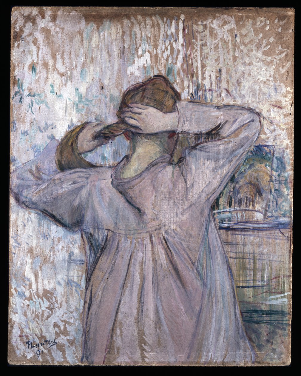 La Toilette, 1891 (öljy paperille kortille) tekijältä Henri de Toulouse Lautrec