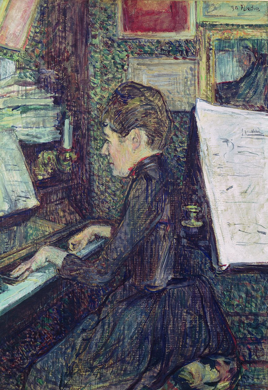 Mademoiselle Dihau (1843-1935) pianolla, 1890 tekijältä Henri de Toulouse Lautrec