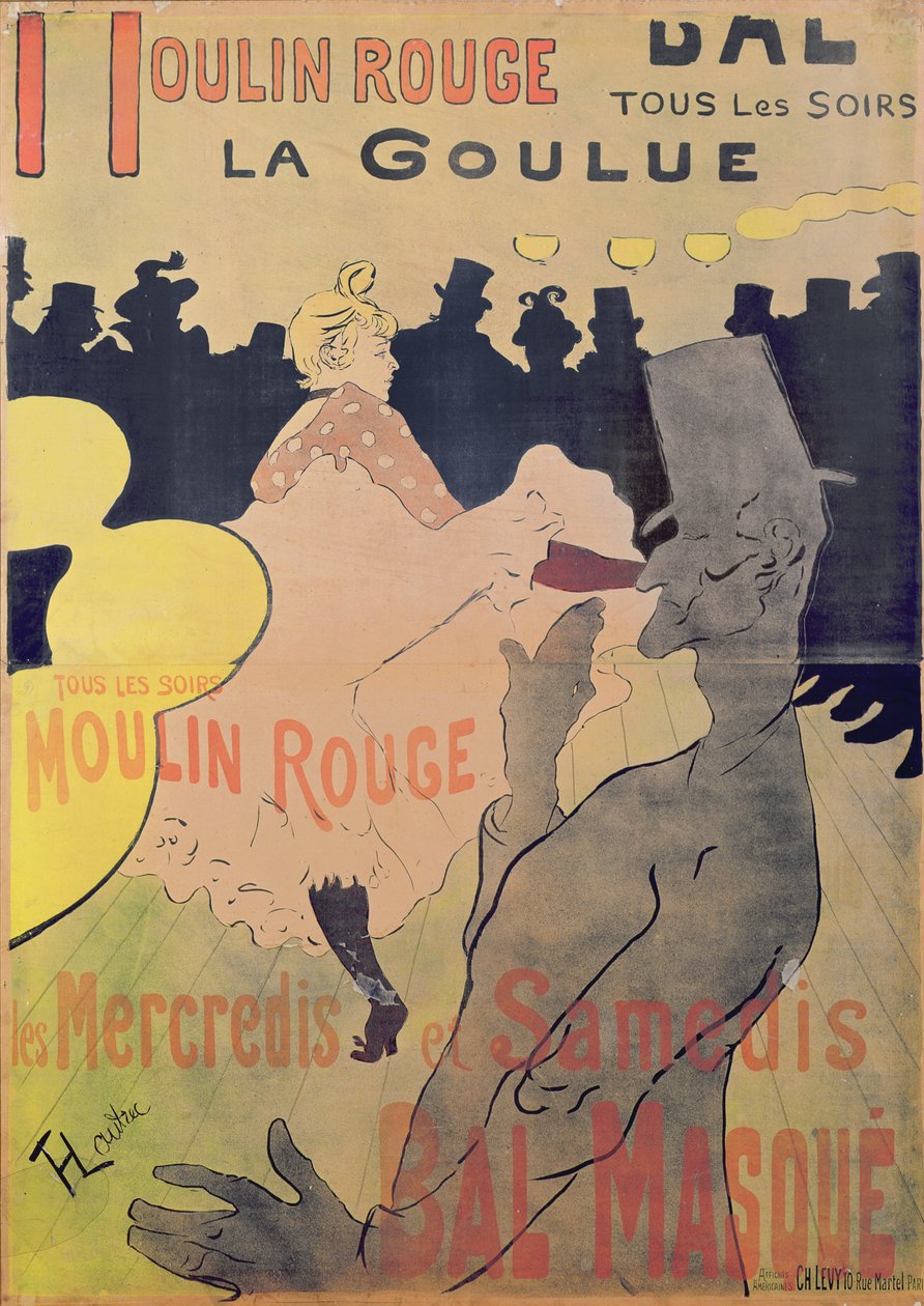 Moulin Rouge -teatterin "La Goulue" -juliste, 1891. tekijältä Henri de Toulouse Lautrec