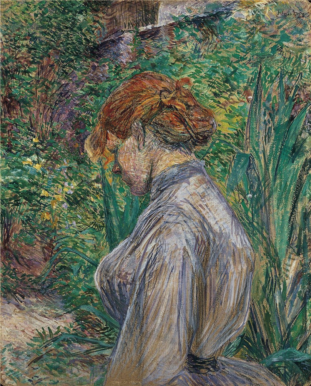 Rouge dirigé la femme dans le jardin de Monsieur Foret tekijältä Henri de Toulouse Lautrec