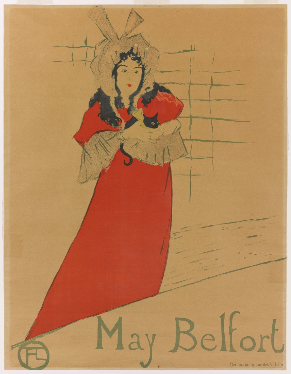 May Belfort, 1895 (sivellin, roiske ja värikynälitografia, painettu viidellä värillä paperille) tekijältä Henri de Toulouse Lautrec
