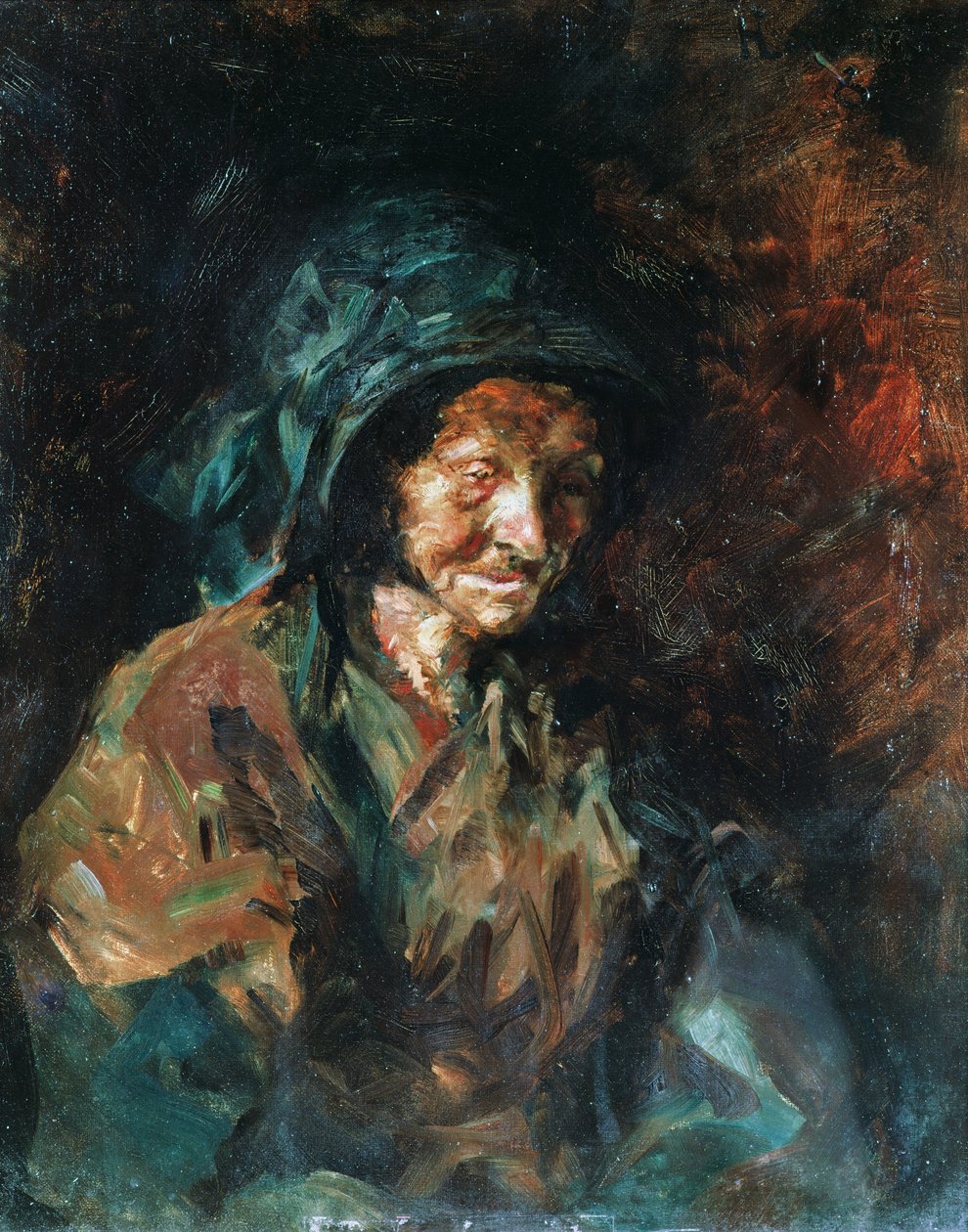 Vanha nainen, joka tunnetaan "ravuna" Le Boscin alueelta, 1882 tekijältä Henri de Toulouse Lautrec