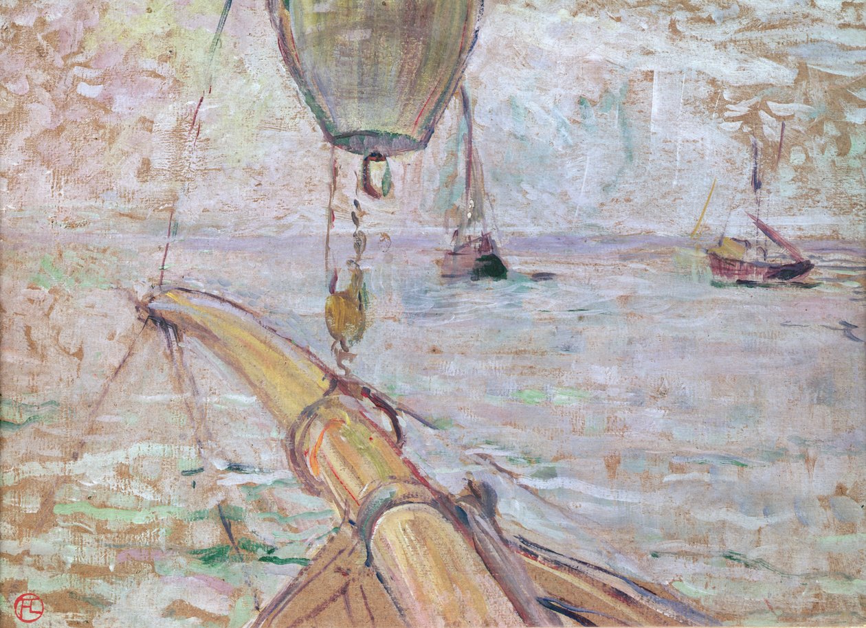 Näkymä Arcachoniin Cocorico-veneen keulalta, 1889 (öljy puulle) tekijältä Henri de Toulouse Lautrec
