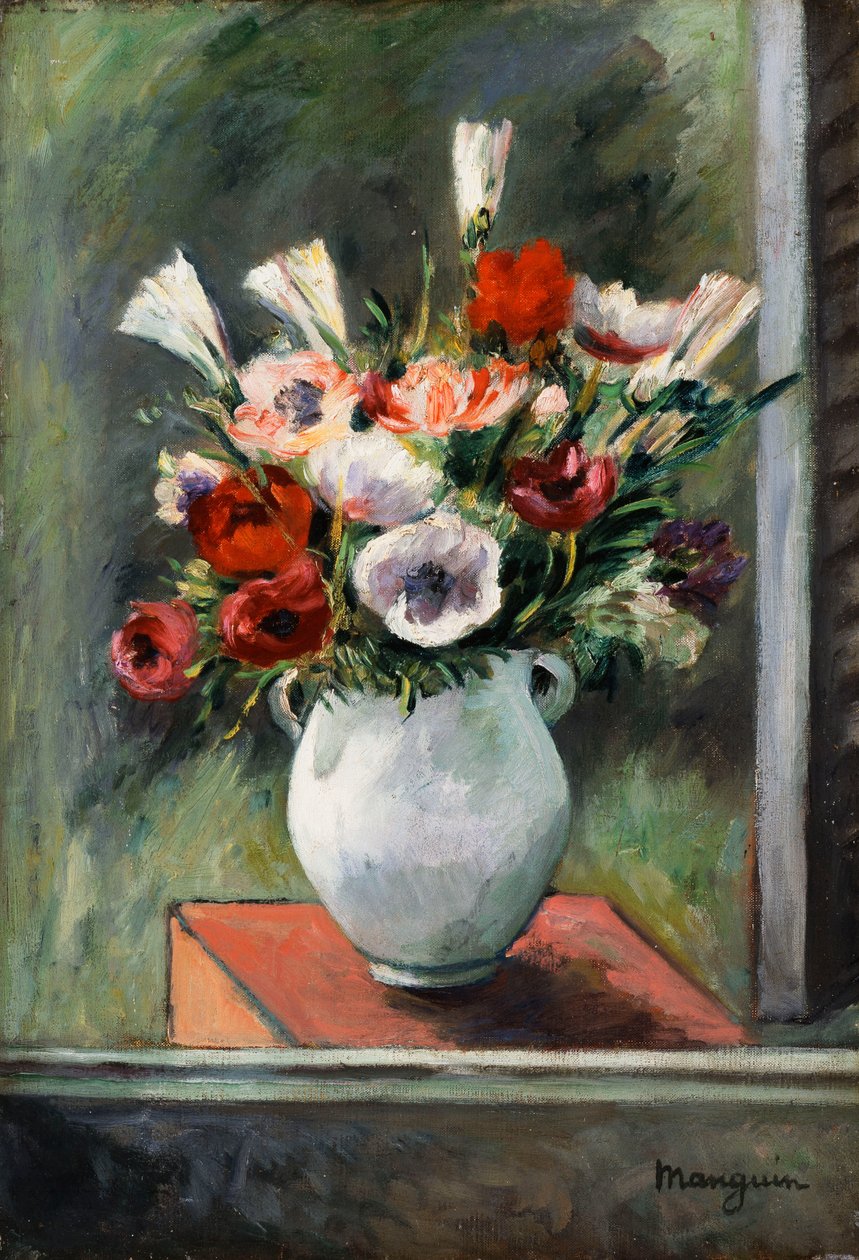 Anemones valkoisessa maljakossa tekijältä Henri Charles Manguin