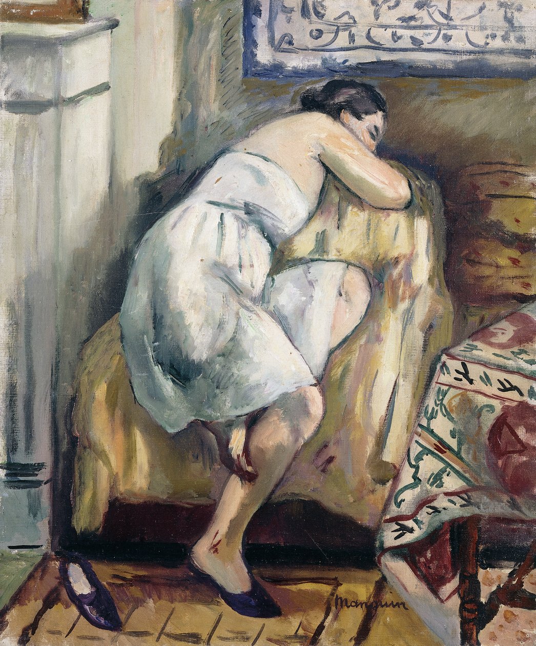 Jeanne nukkuu tuolissa; Jeanne nukkuu nojatuolissa tekijältä Henri Charles Manguin