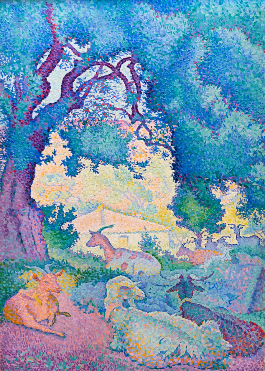 Maisema vuohien kanssa tekijältä Henri Edmond Cross