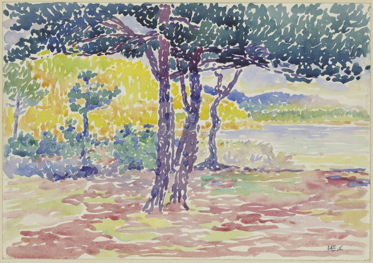 Meren rannat (Etelä-Ranska) (akvarelli paperille) tekijältä Henri Edmond Cross
