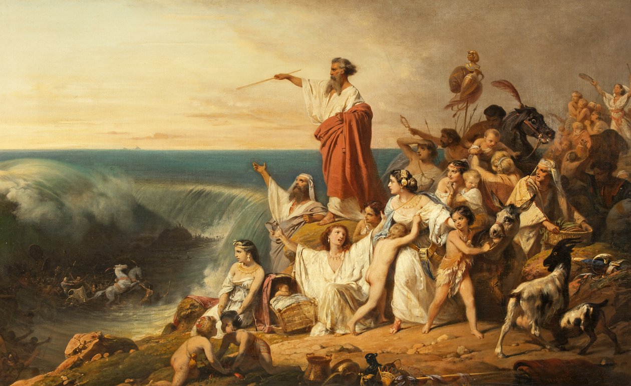 Israelin lapset ylittämässä Punaisen meren, n. 1855 (öljy kankaalle) tekijältä Henri Frederic Schopin