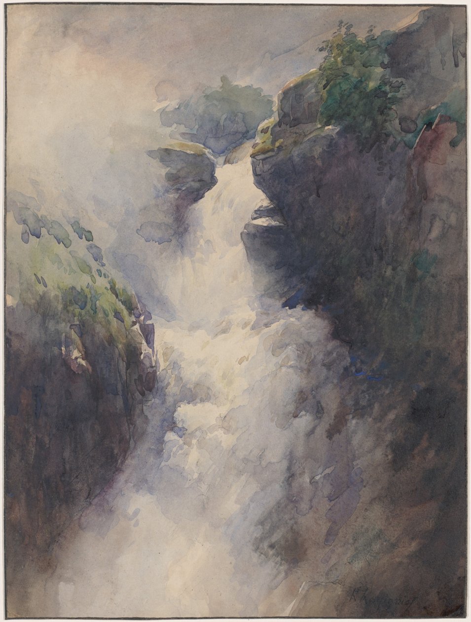 Vesiputous vuoristossa tekijältä Henri-Joseph Harpignies