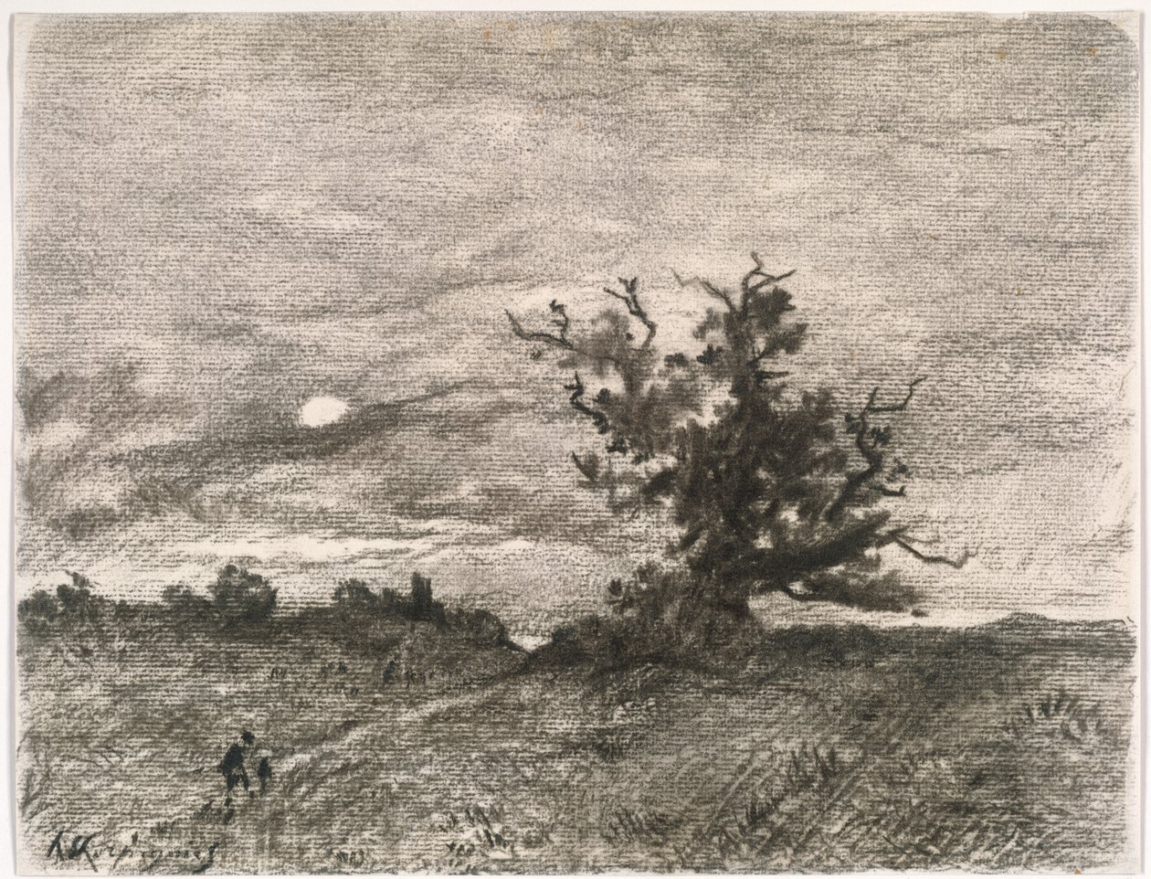 Kuunvalossa kylpevä maisema tekijältä Henri-Joseph Harpignies