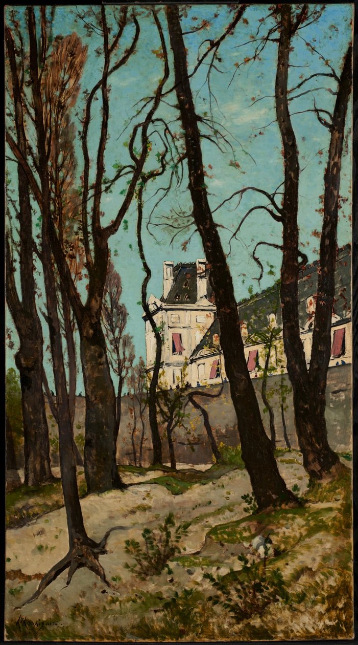 Näkymä Louvresta, Grande Galerie ja Pavillon de Flore tekijältä Henri-Joseph Harpignies