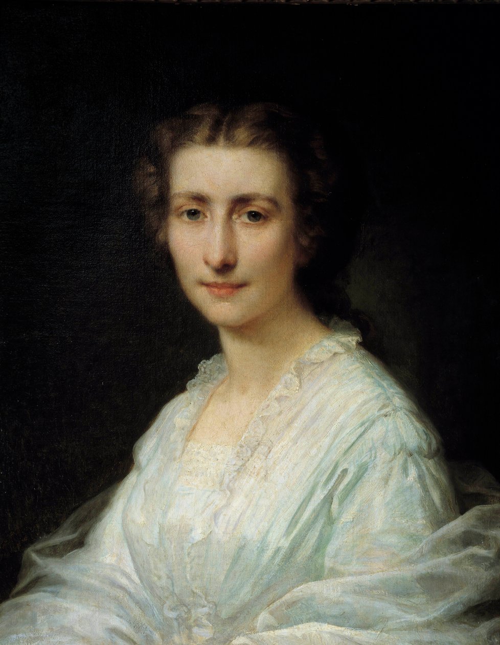Naisen muotokuva. Henri Lehmannin maalaus (Karl Ernest (Ernst) Rudolf Heinrich Salem dit) (1814-1882) 1800-luvun Pariisi, Musee Carnavalet tekijältä Henri Lehmann
