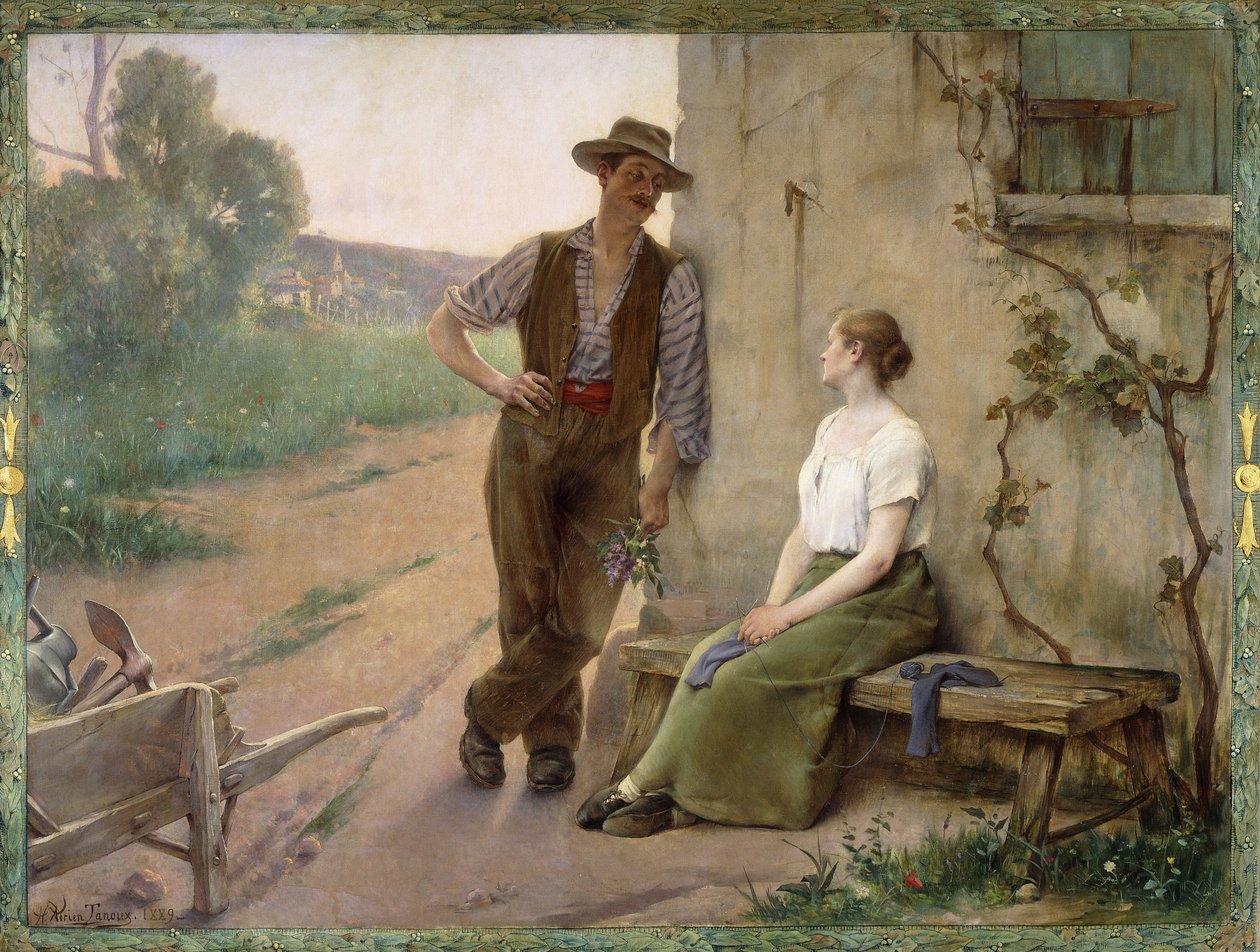 Talonpoikapari pihalla, 1889 tekijältä Henri Adrien Tanoux