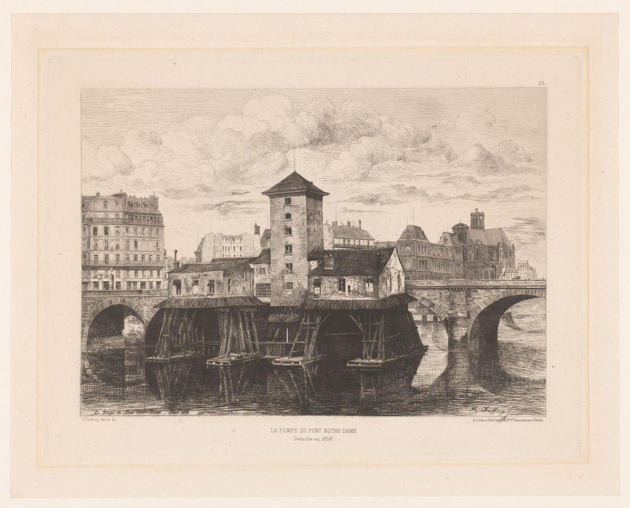 Gezicht op de Pont Notre-Dame Pont Notre Dame -pumppu (otsikko esineessä) L