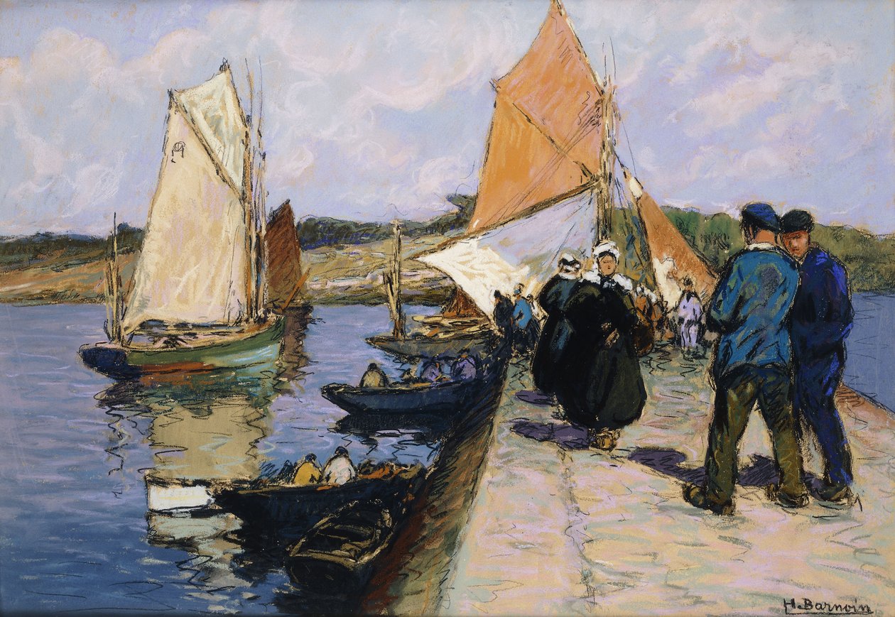 Kalastajat laiturilla tekijältä Henri Alphonse Barnoin