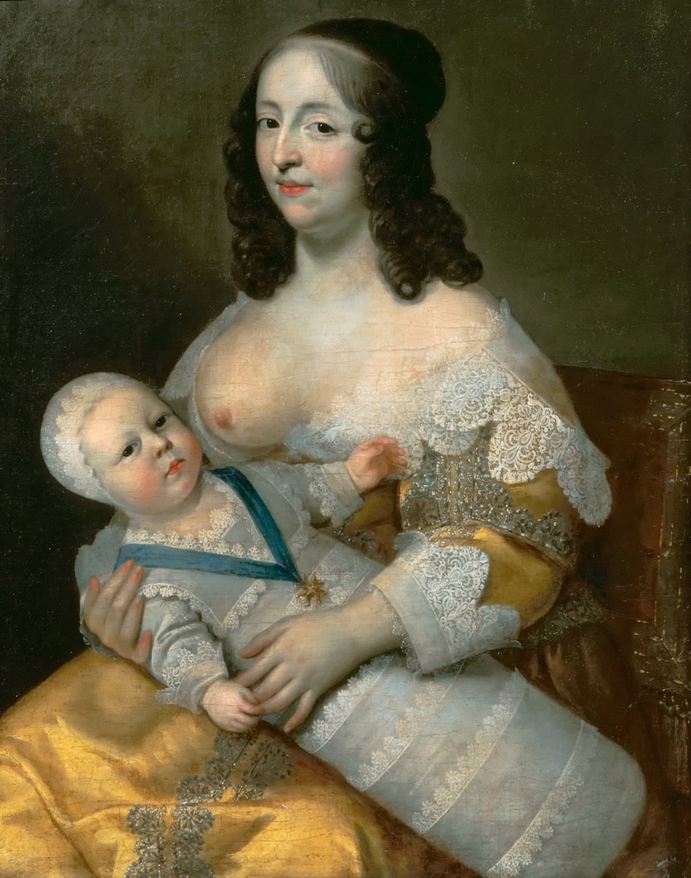 Ludvig XIV lapsena sairaanhoitajansa Longuet de La Giraudièren kanssa tekijältä Henri Beaubrun