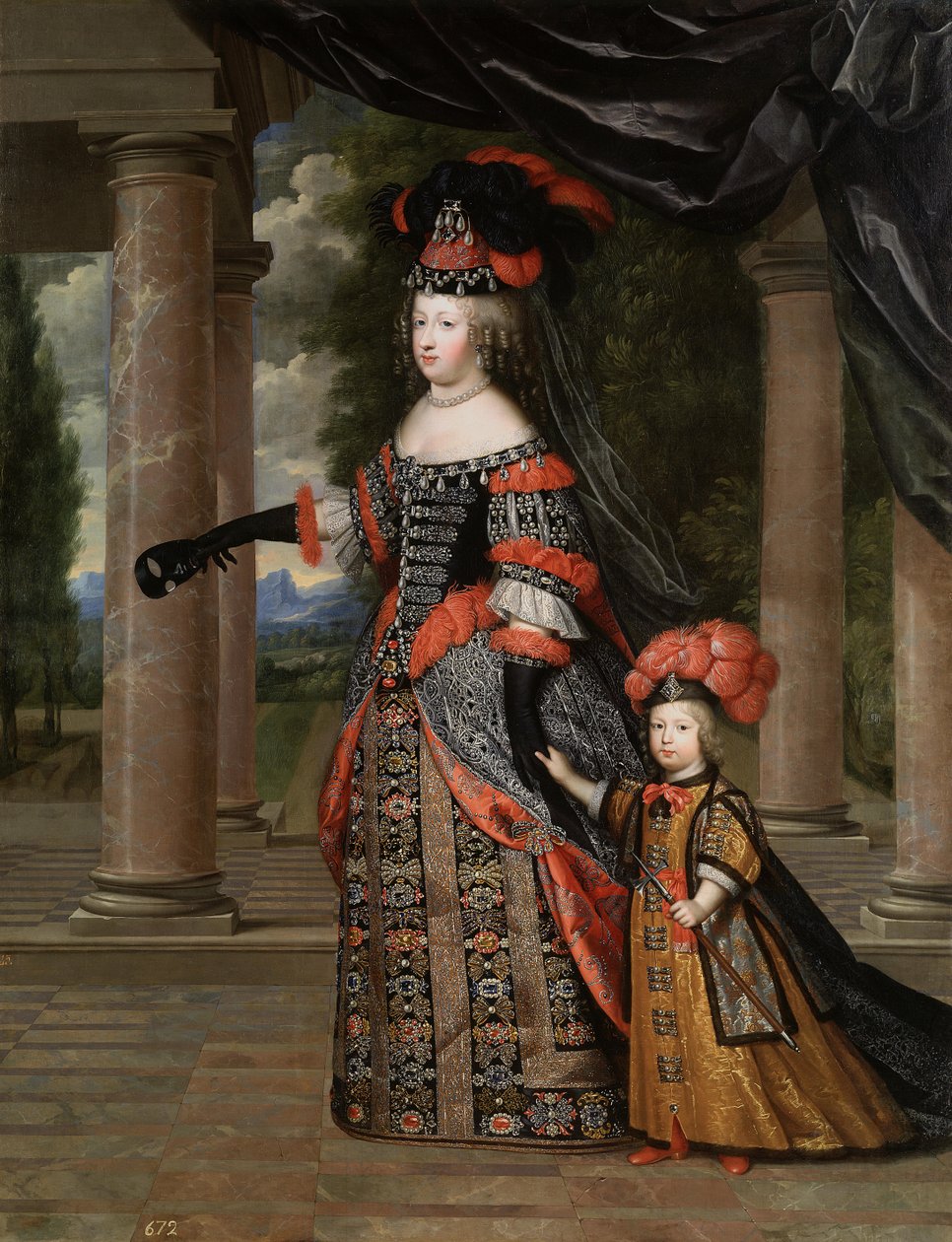 Maria Theresa Espanjalainen poikansa Dauphinin kanssa, Ranskan Louis tekijältä Henri Beaubrun