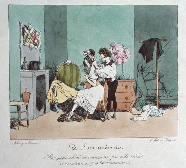 Devotion Over and Above Duty, kuvitus teoksesta Vues de Paris; esquisses morales et philosophiques, 1800-luvun alku (väri litho) tekijältä Henri Bonaventure (after) Monnier