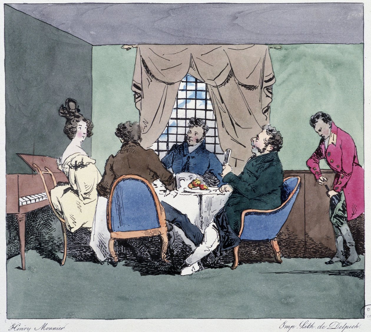 Konkurssit - teoksessa "Entisesti ja tänään" Henri Monnier, toim. Delpech, Pariisi tekijältä Henri Bonaventure Monnier