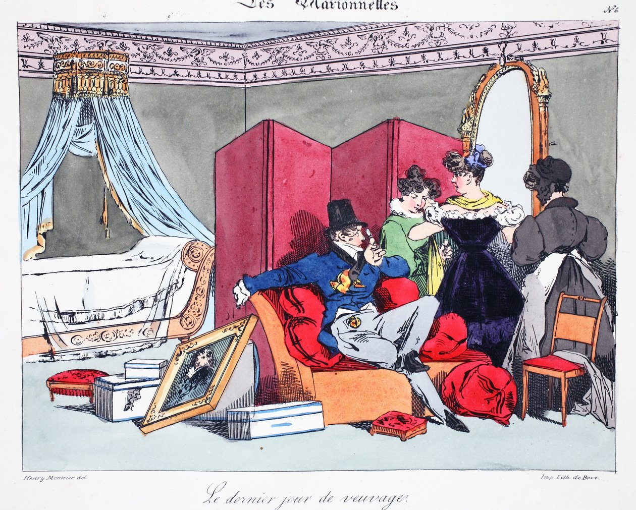 Le dernier jour de veuvage, kuvitus Henri Monnierin teoksesta 