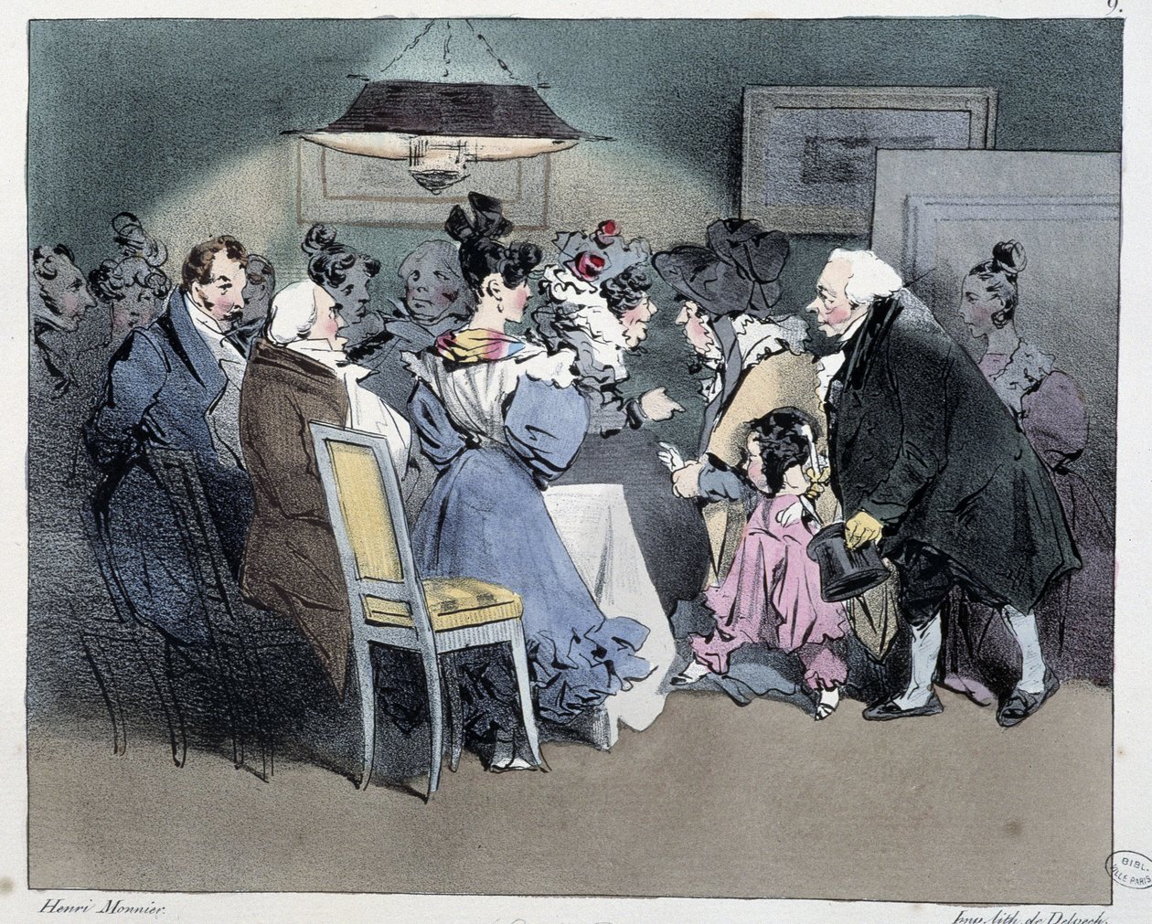 Vierailut - Henri Monnierin ”” Pariisin luonnoksissa”, toim. Delpech, Pariisi tekijältä Henri Bonaventure Monnier