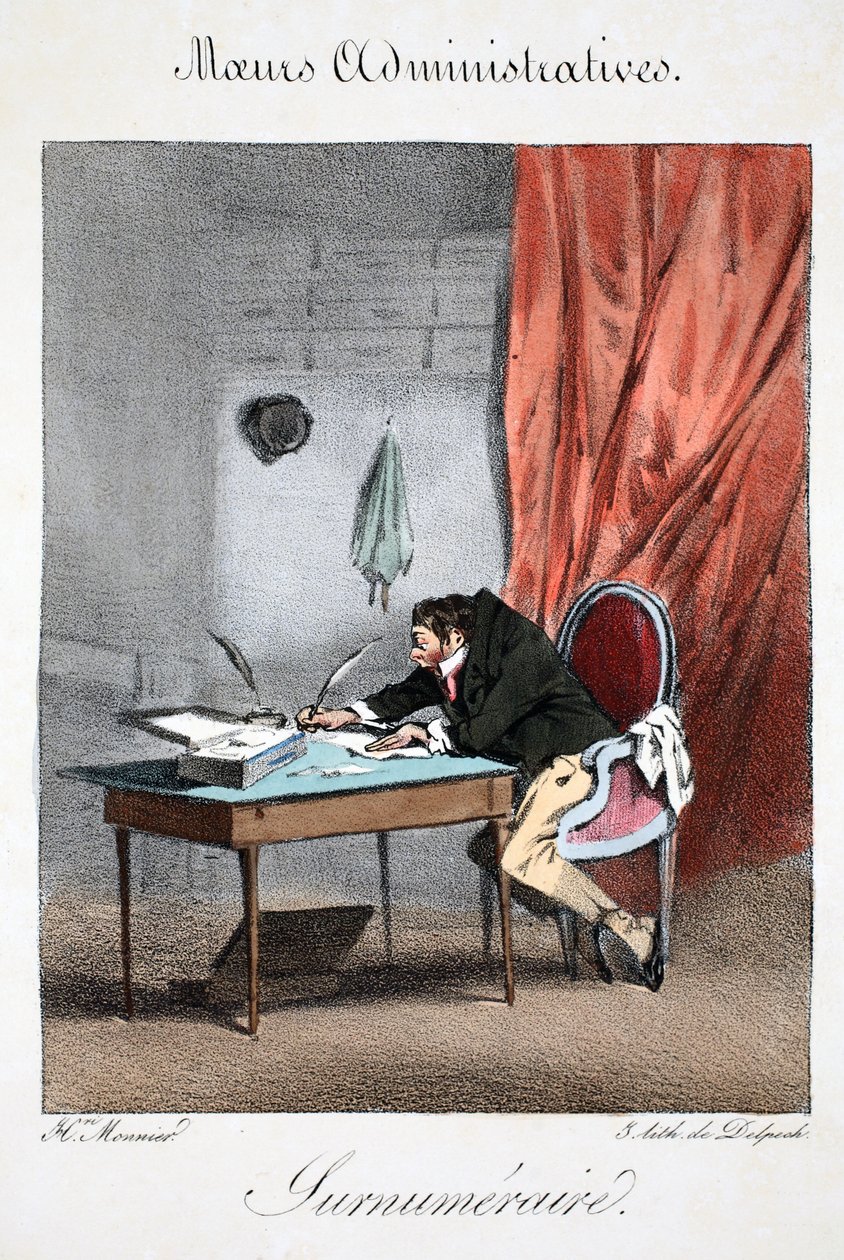 Surnuméraire, kuvitus Henri Monnierin teoksesta "Moeurs Administratives, Dessinées D