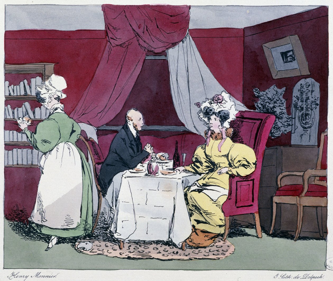 Lääkäri 1800-luvulla - Henri Monnierin teoksessa "Entisesti ja nykyään", toim. Delpech, Pariisi tekijältä Henri Bonaventure Monnier