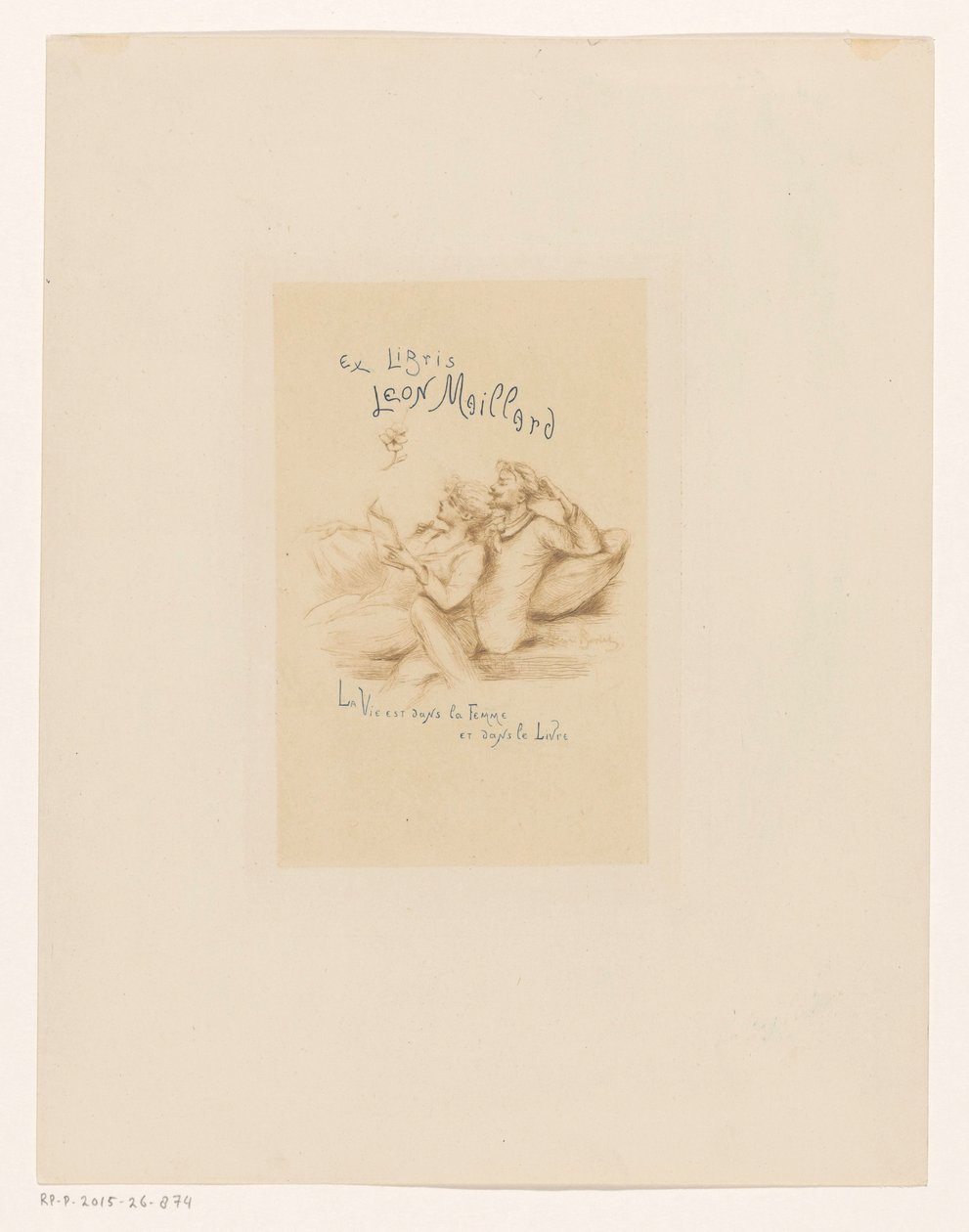 Leon Maillardin ex libris Ex libris Leon Maillard (nimi esineessä) tekijältä Henri Boutet