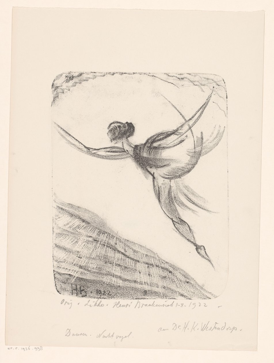 Tanssia. Yölintu (alkuperäinen nimi esineessä) tekijältä Henri Braakensiek (signed by artist)