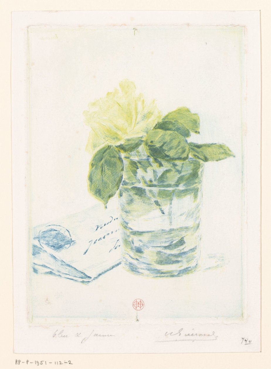 Kirje ruusumaljakon vieressä tekijältä Henri Charles Guérard (signed by artist)