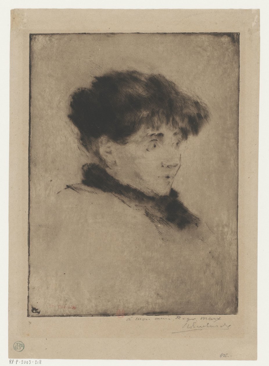 Portret van Eva Gonzalèsfinnish tekijältä Henri Charles Guérard (signed by artist)