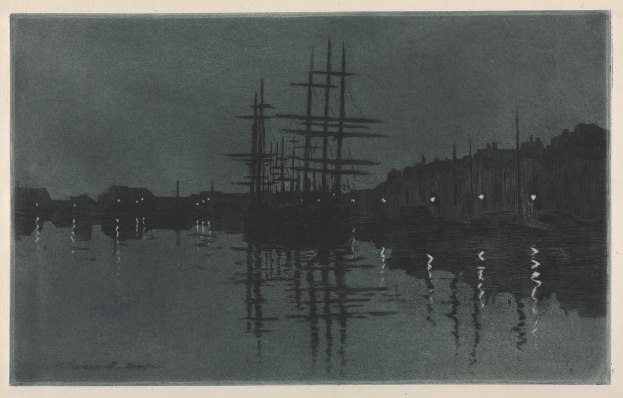 Kuun vaikutus Dieppessä, n. 1885. tekijältä Henri Charles Guérard